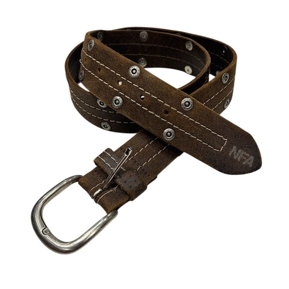 Vintage NFA Leather Belt Brown Silver Rivets 37.5" Western Cowboy Ranch Corral - Picture 4 of 6